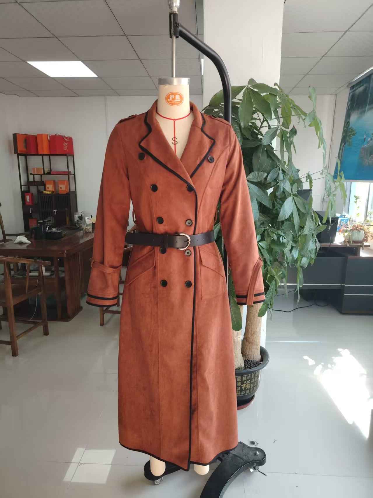 Women's Trench Western Style Suede Long Jacket