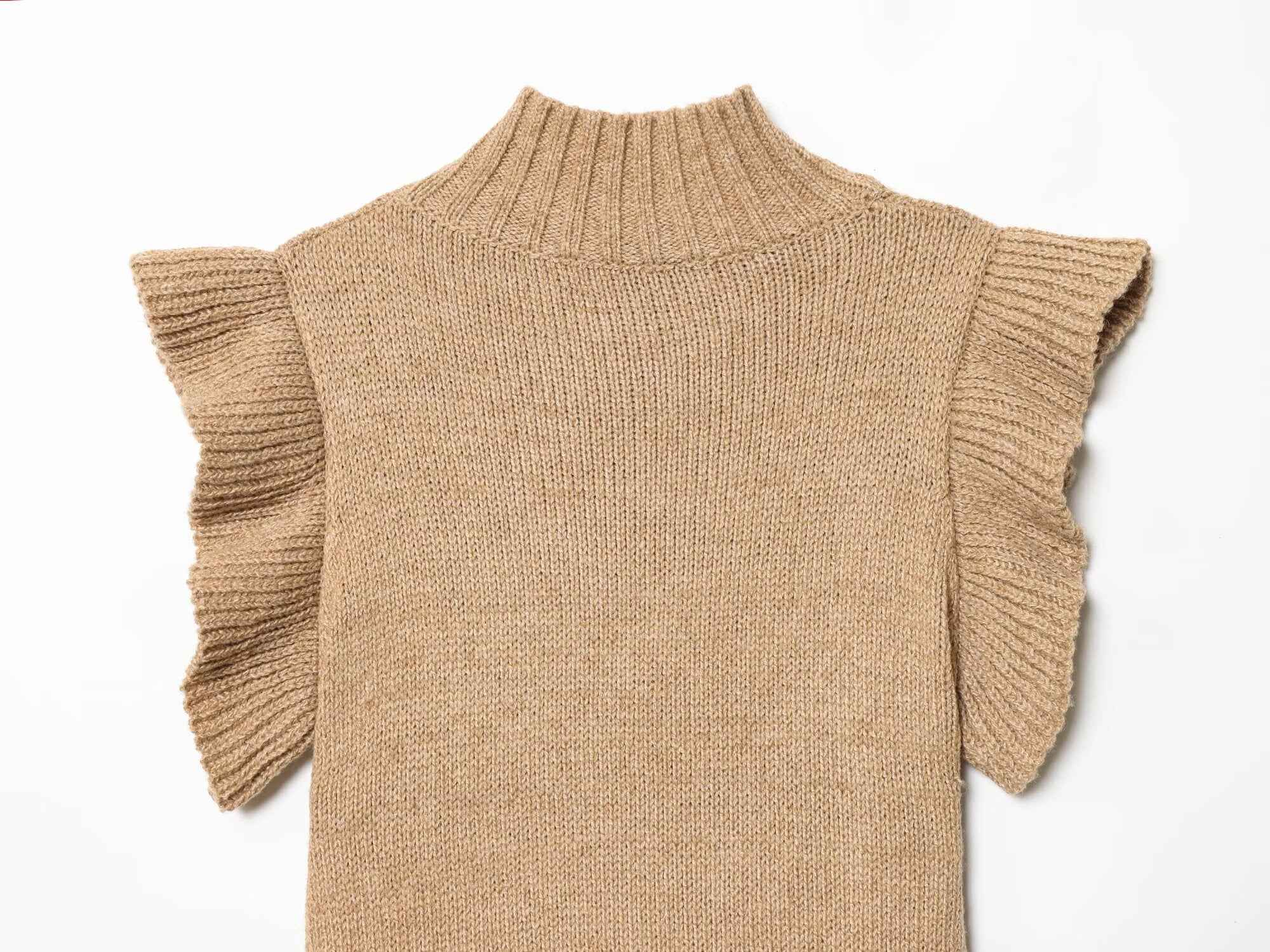 French Minimalist Sleeveless Turtleneck T-shirt