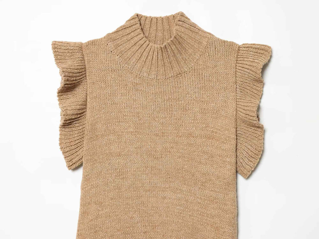French Minimalist Sleeveless Turtleneck T-shirt
