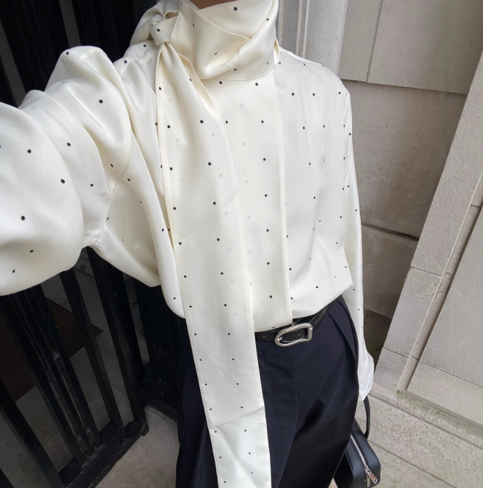 Polka Dot Satin Blouse