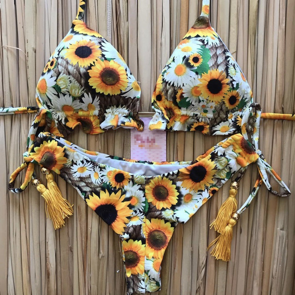 Bikini Swimsuit Printed Tassel Bikini Swimwear
