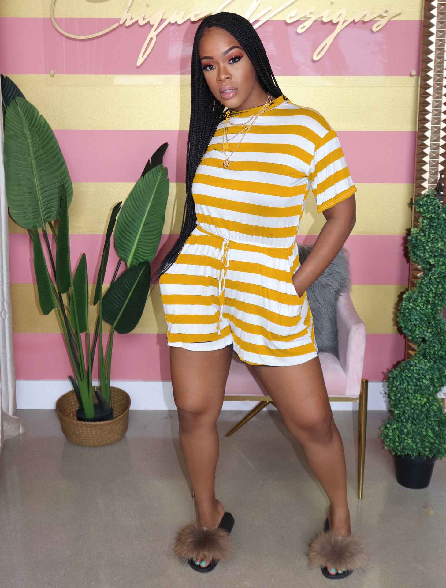 Striped Romper Set