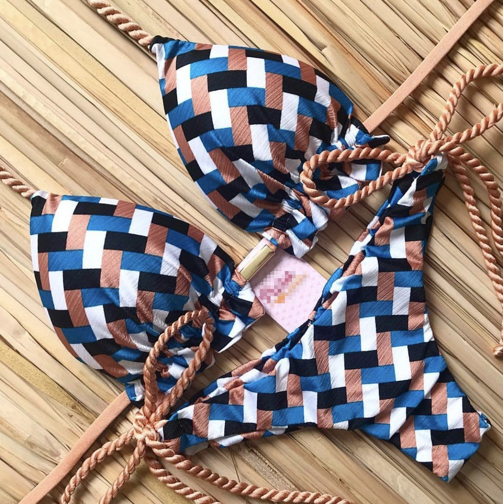 Bikini Swimsuit Printed Tassel Bikini Swimwear