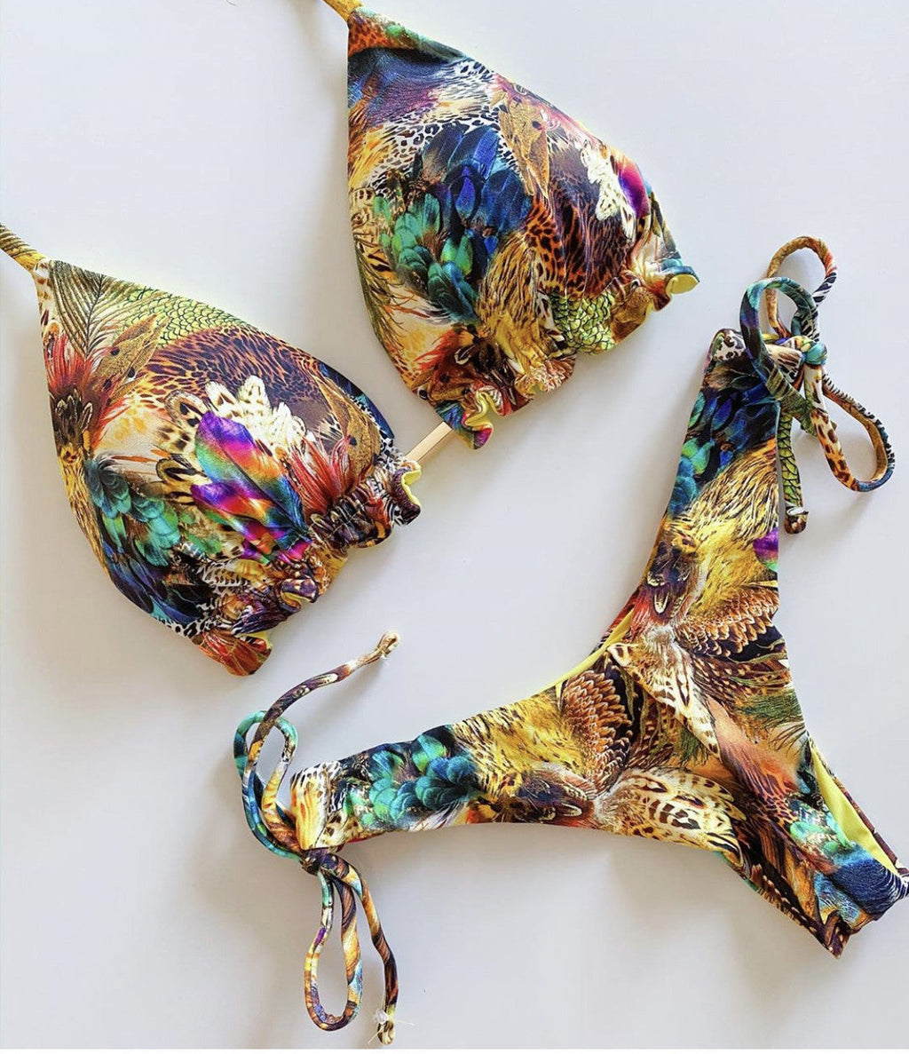 Bikini Swimsuit Printed Tassel Bikini Swimwear