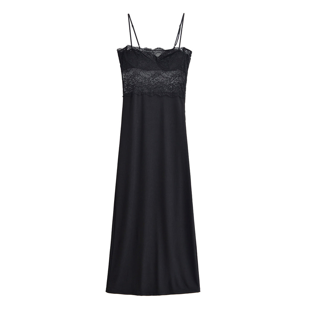 Women Clothing Spring Sexy Lace Splicing Sling Dress