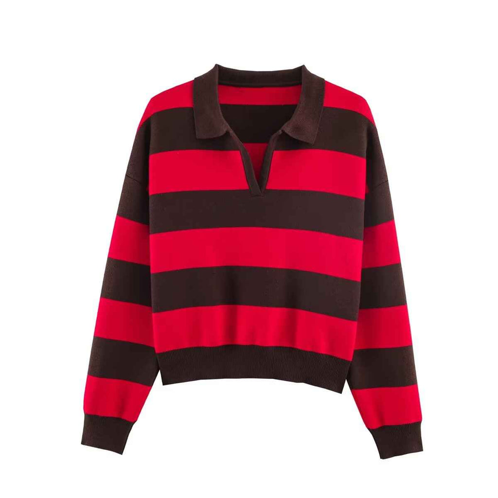 Street Contrast Color Knitted Sweater