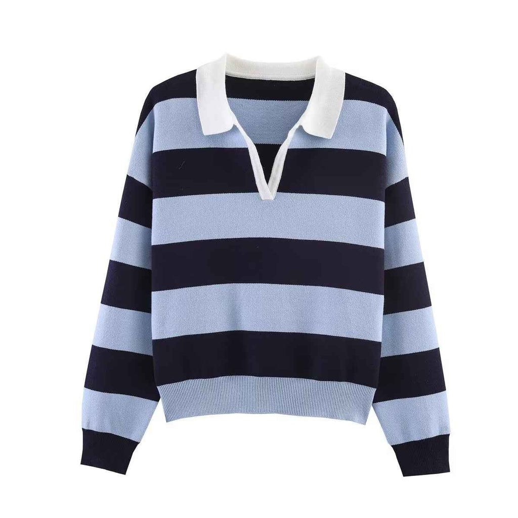 Street Contrast Color Knitted Sweater