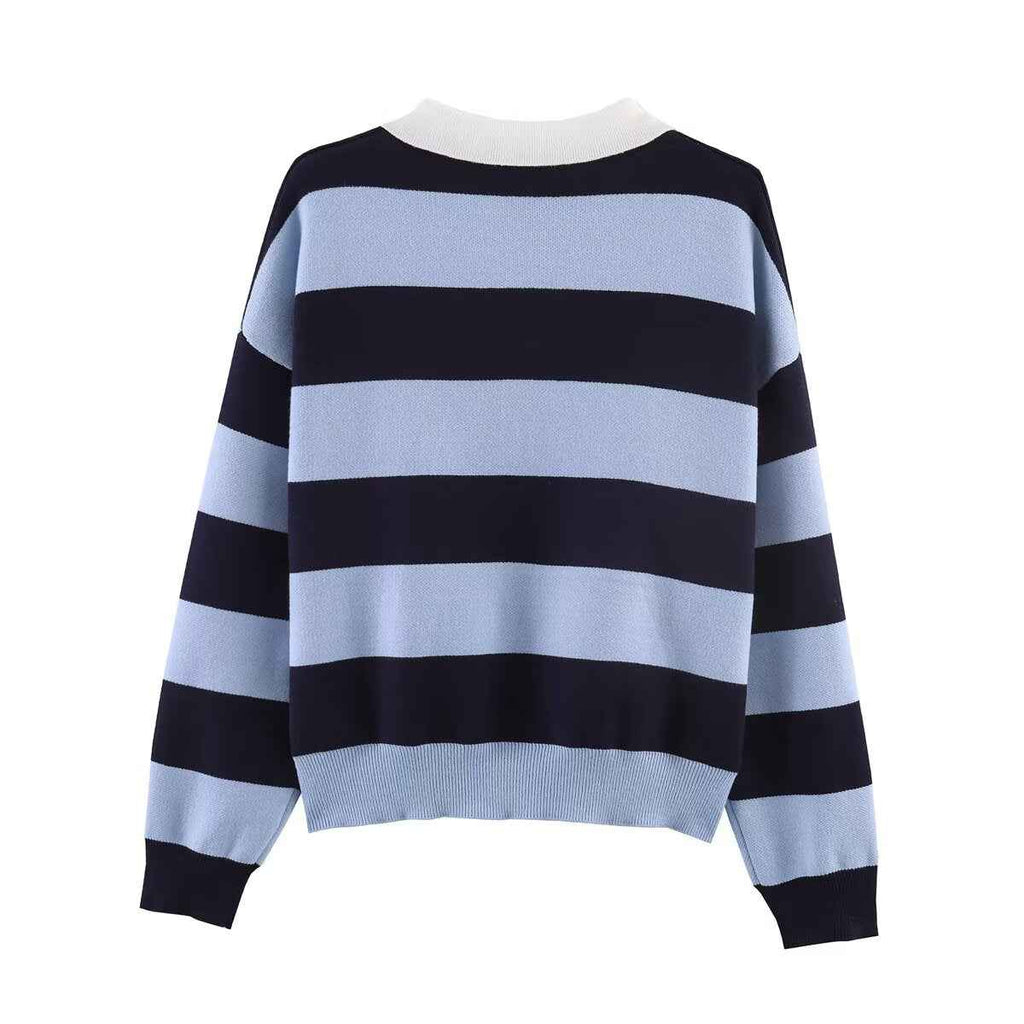 Street Contrast Color Knitted Sweater