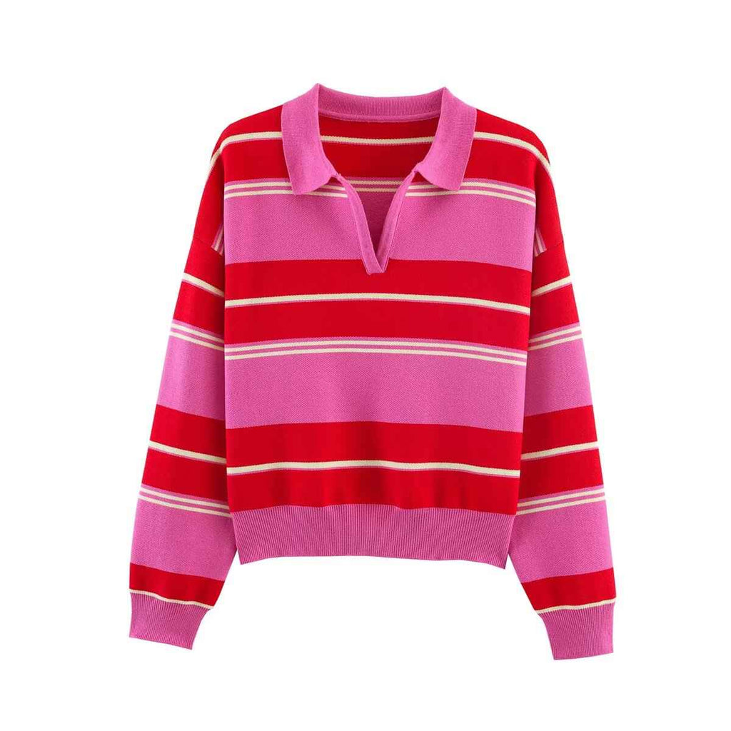 Street Contrast Color Knitted Sweater
