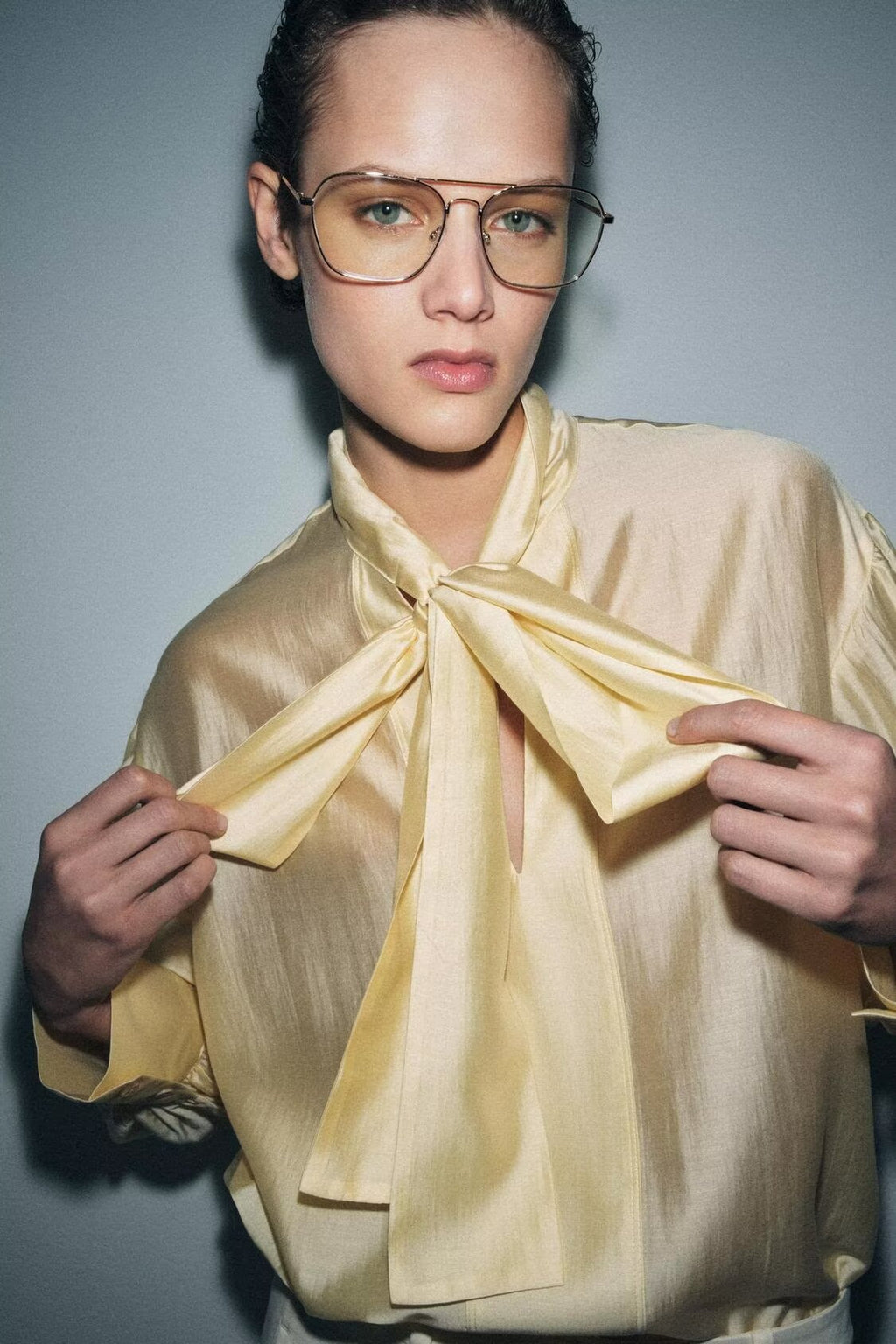 Women's Satin Bowknot Blouse