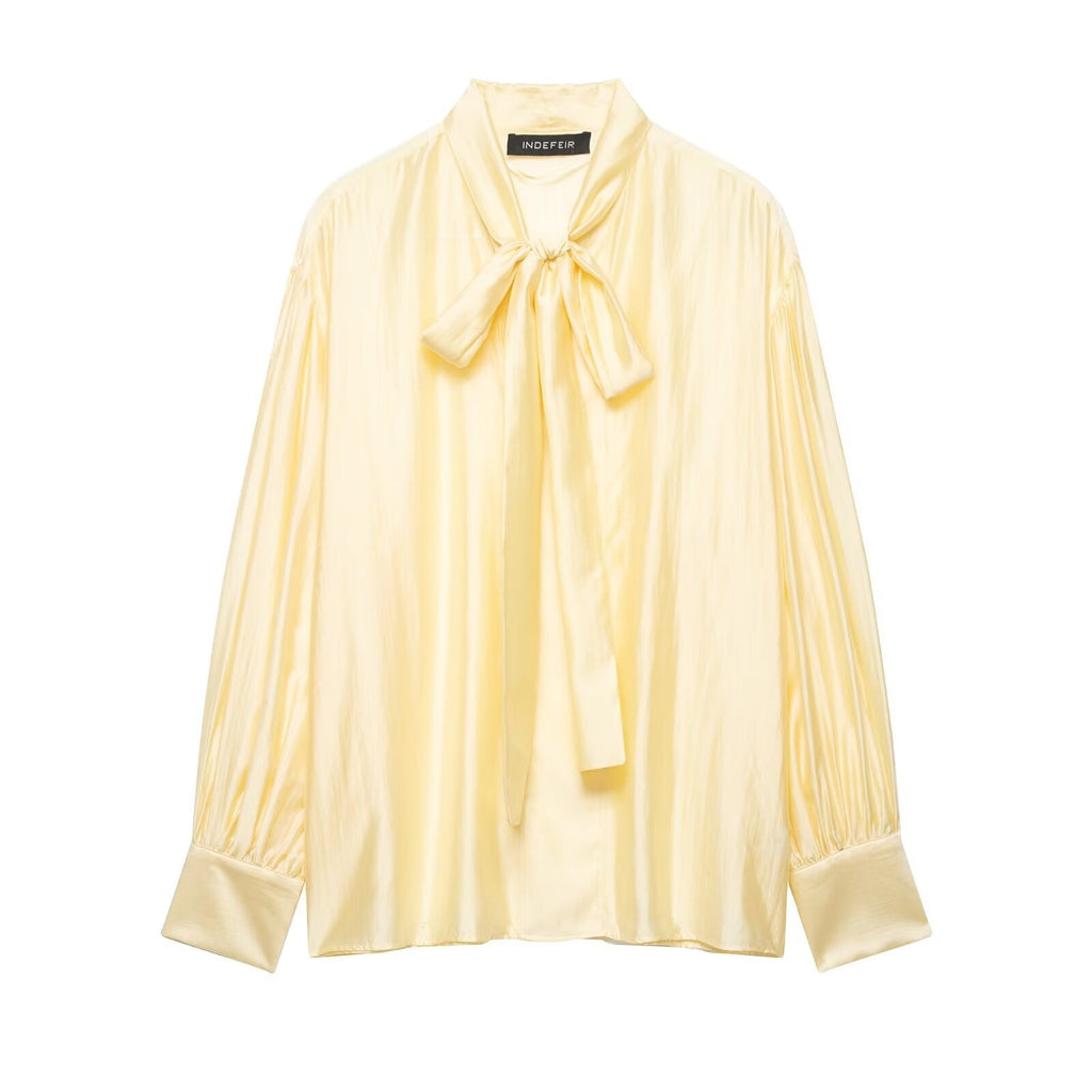 Women's Satin Bowknot Blouse