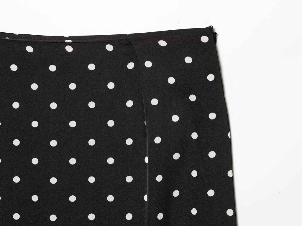 Lace Stitching Polka Dot Printed Skirt