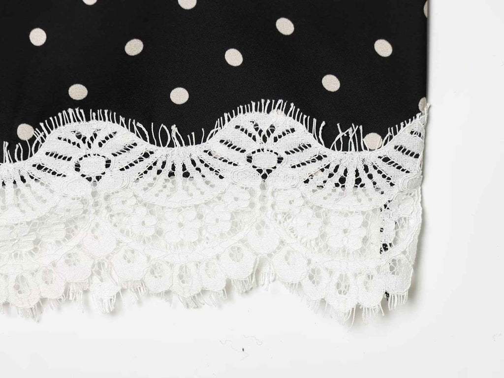 Lace Stitching Polka Dot Printed Skirt