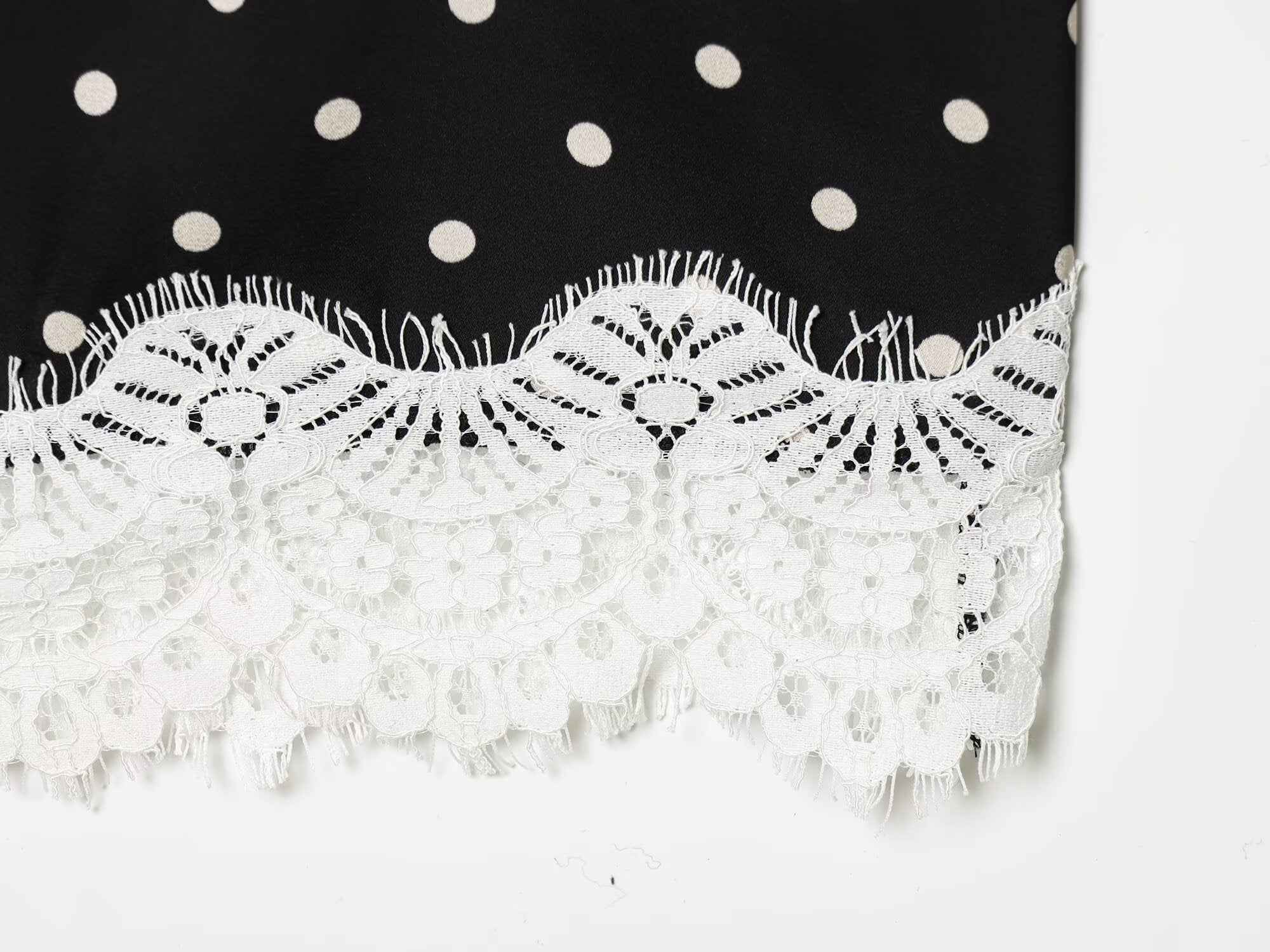 Lace Stitching Polka Dot Printed Skirt