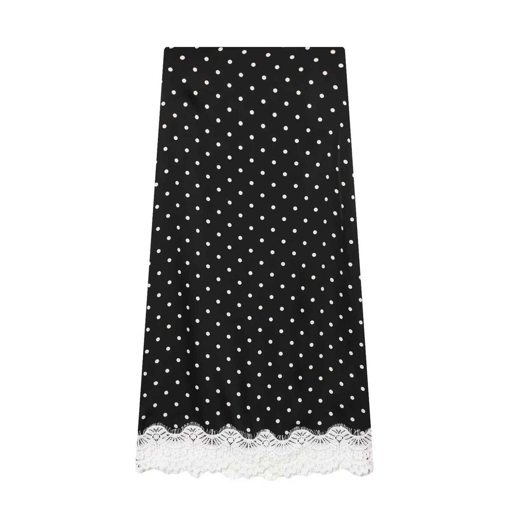 Lace Stitching Polka Dot Printed Skirt