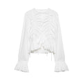 Equestrian Sense Horn Stitching Blouse