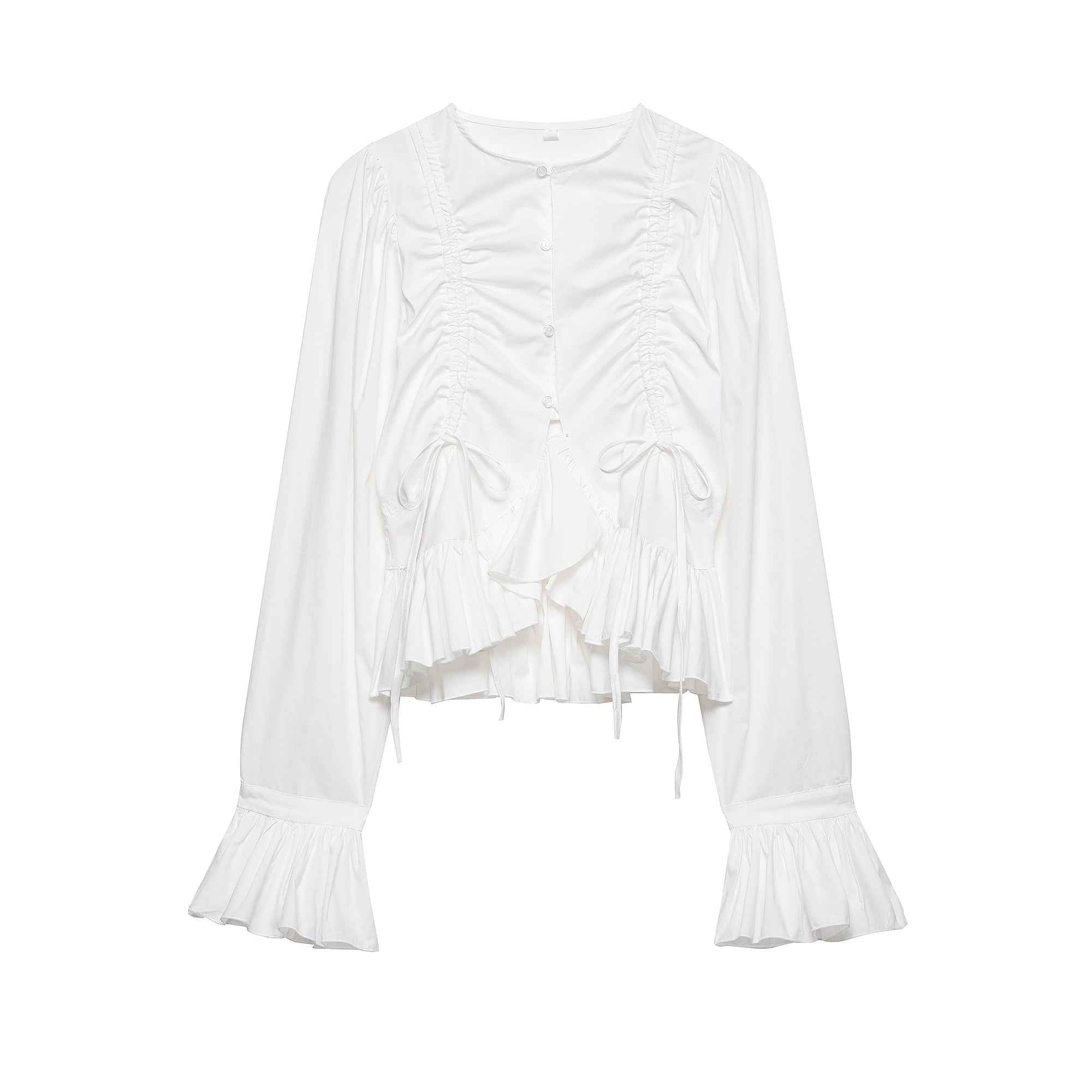 Equestrian Sense Horn Stitching Blouse