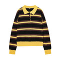 All Matching Striped Polo Collar Knitwear Sweater