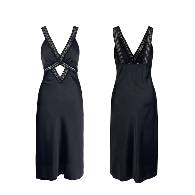 Women's Lace Cross Cutout Sling Dress