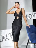 Women's Lace Cross Cutout Sling Dress