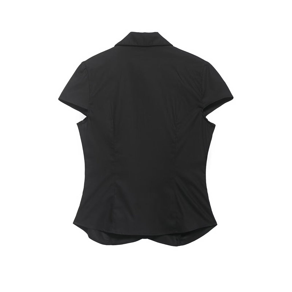 Spring Women's Casual Loose Pleated Poplin T-shirt