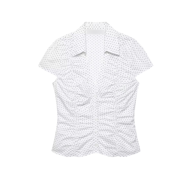 Spring Women's Casual Loose Pleated Poplin T-shirt