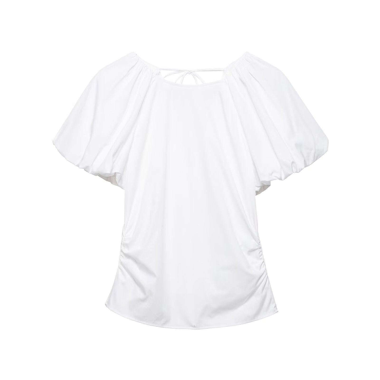 Spring Slim Slimming Balloon Sleeve Poplin T-shirt