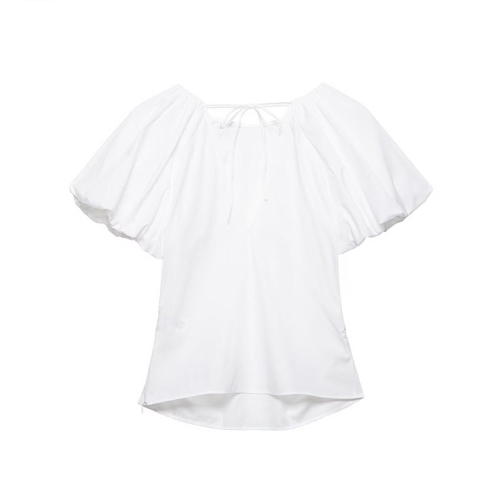 Spring Slim Slimming Balloon Sleeve Poplin T-shirt