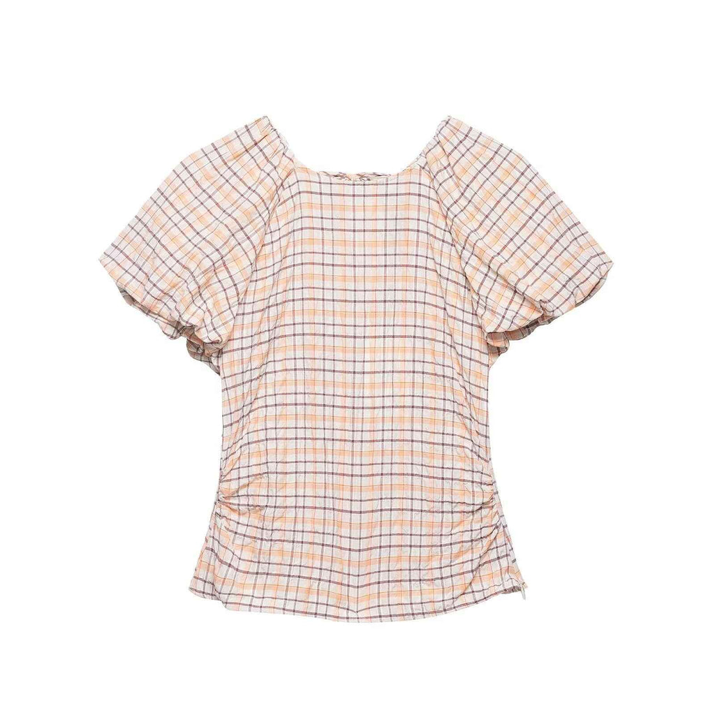 Spring Slim Slimming Balloon Sleeve Poplin T-shirt