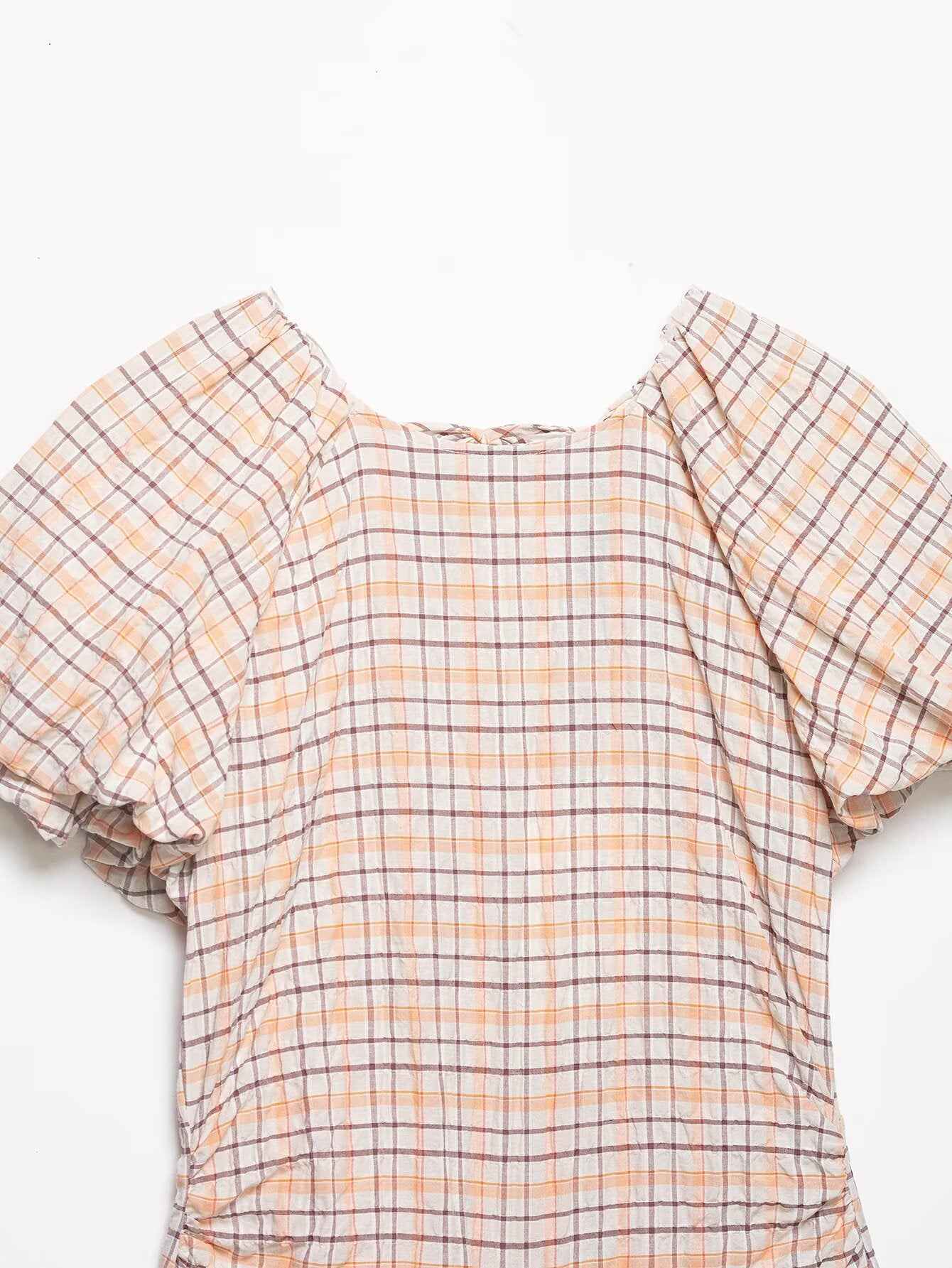 Spring Slim Slimming Balloon Sleeve Poplin T-shirt