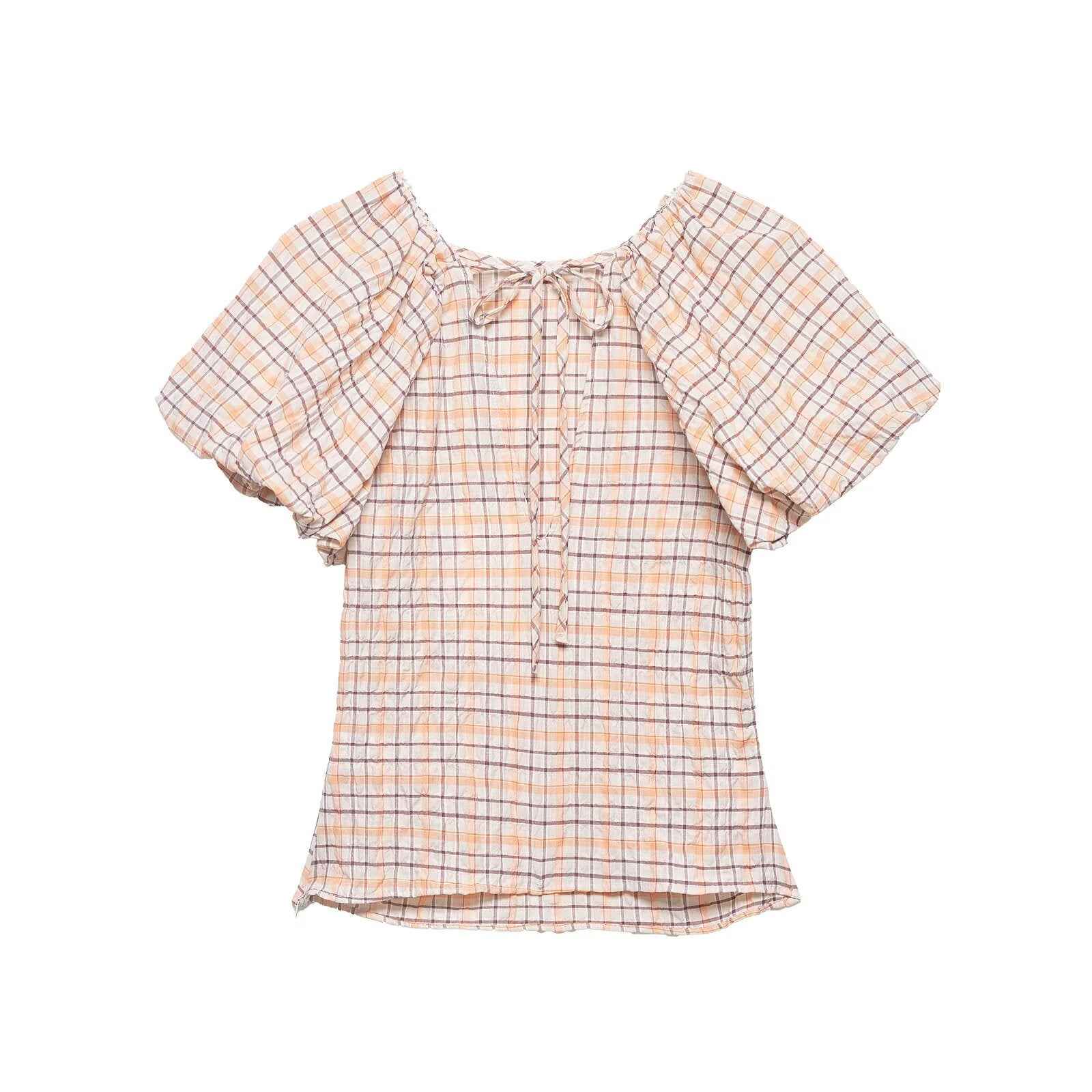 Spring Slim Slimming Balloon Sleeve Poplin T-shirt
