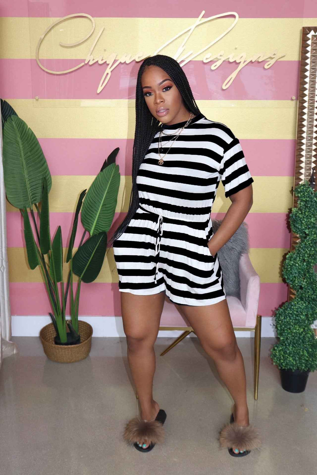 Striped Romper Set