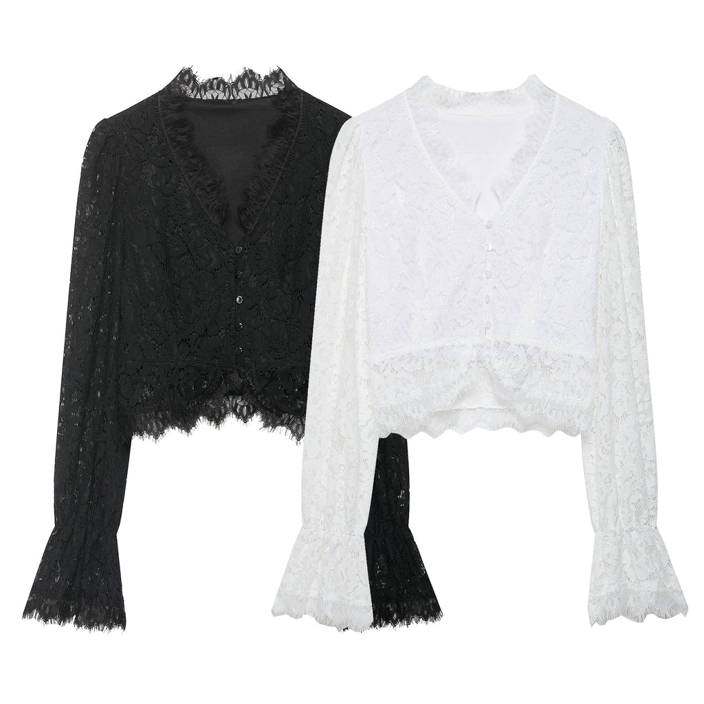 Lace Cutout out Two Piece Skirt Set