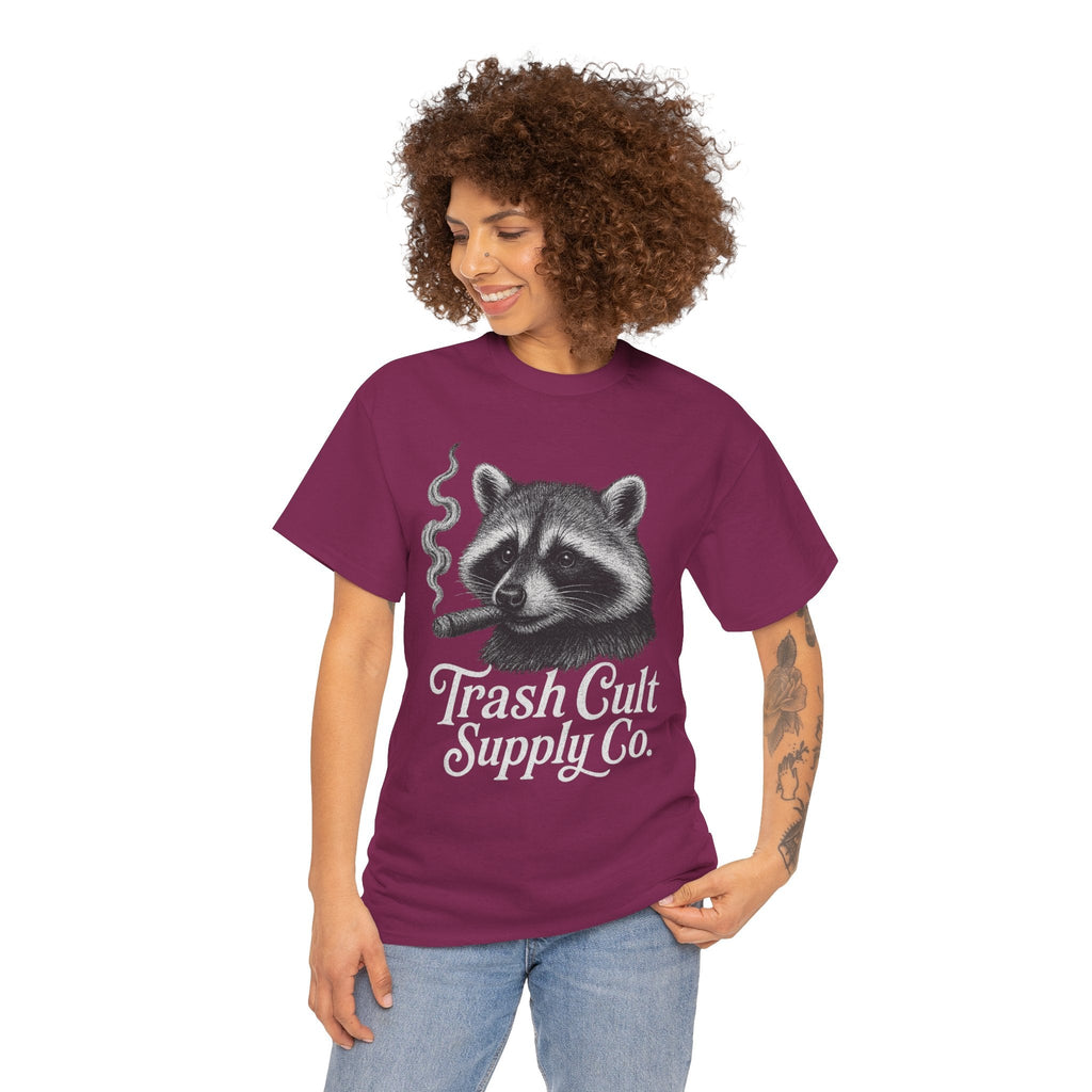 Monochrome Raccoon Cigar Shirt – Trash Cult Supply Co. | Gildan 5000 Tee