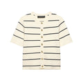 Women Striped Short Sleeved Knitted Jacket Mini Skirt Stes