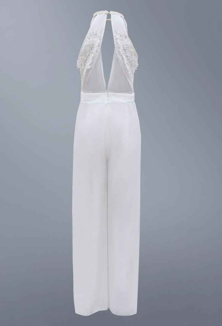Women Clothing Sexy Deep V Plunge Halter Jumpsuit Casual