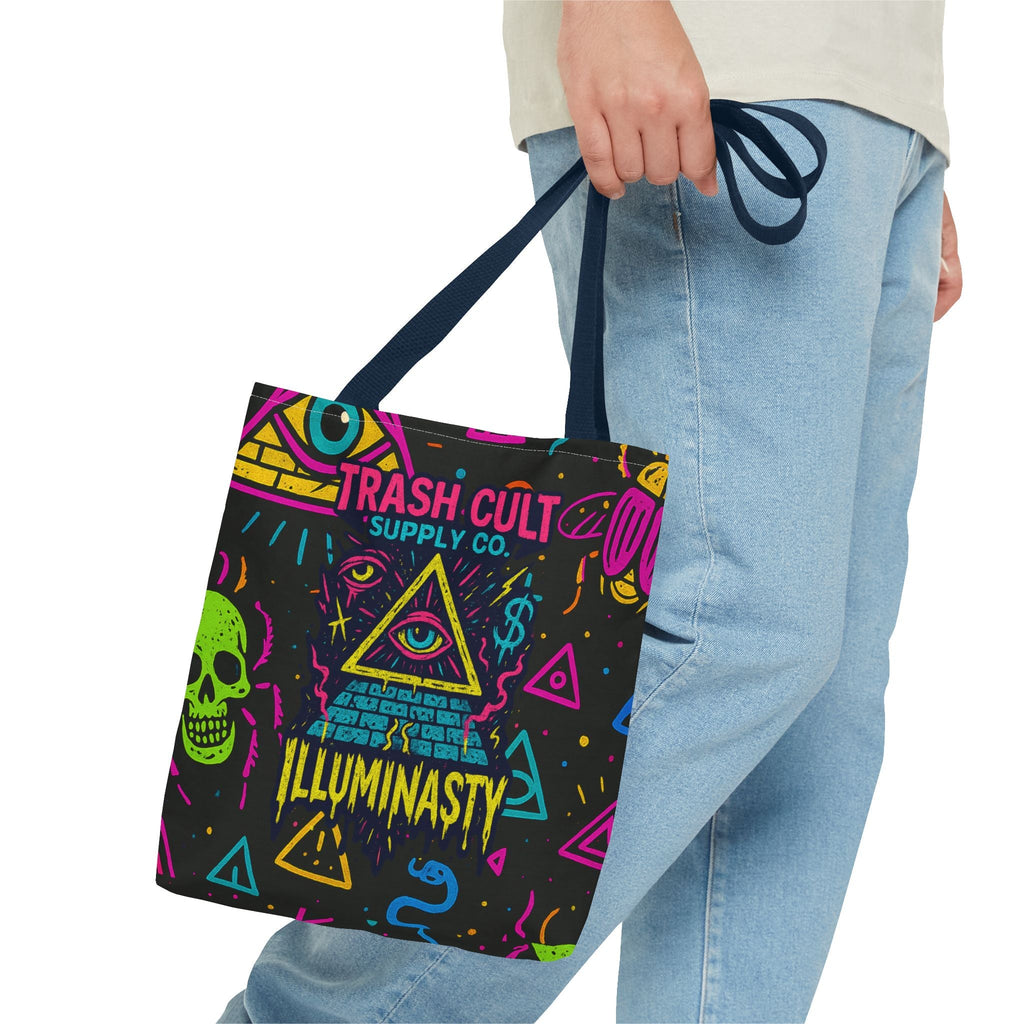 Illuminasty Drop Neon Tote Bag – All-Seeing Eye, Skulls & Symbols | Trash Cult Supply Co.