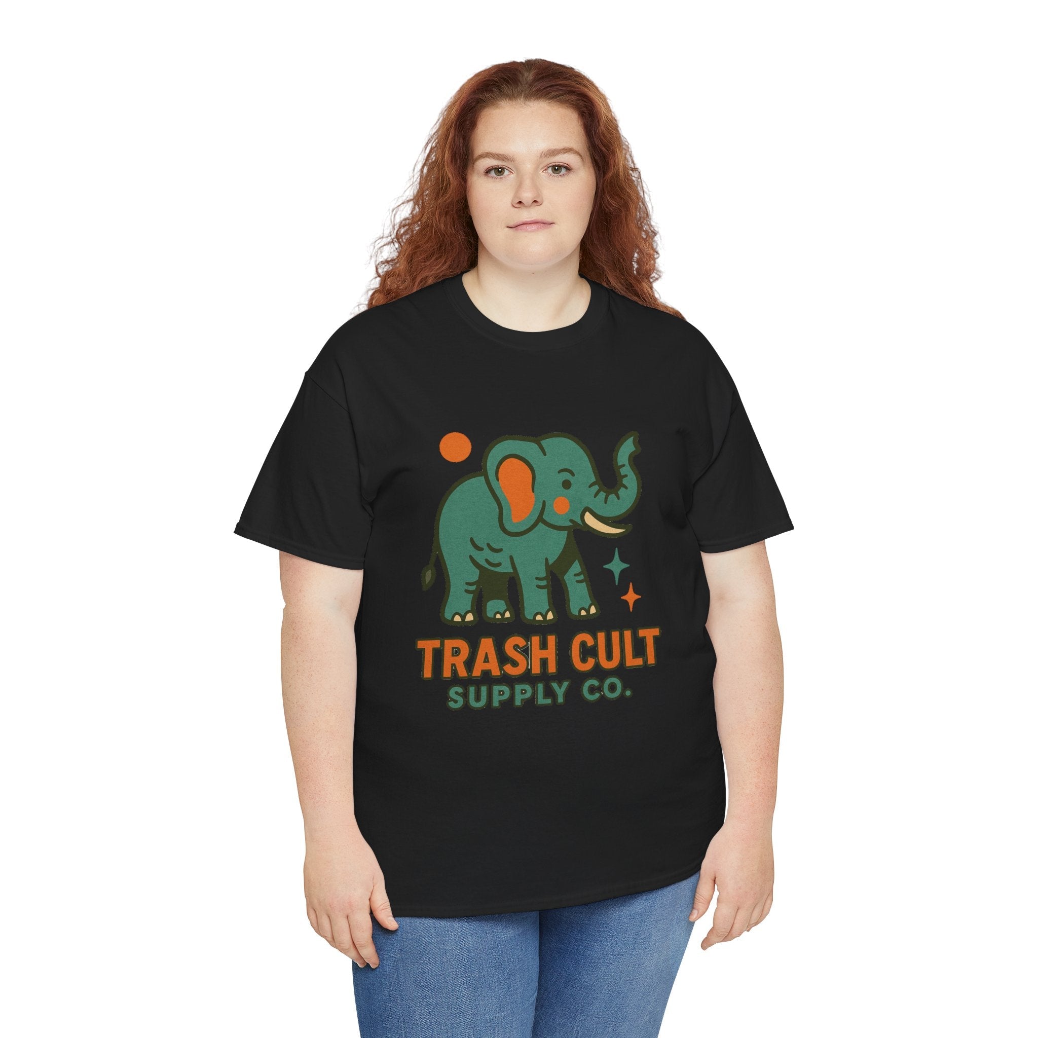 Trash Cult Elephant Unisex Heavy Cotton Tee, Eco-Friendly Shirt, Cool Casual Tee, Gift for Animal Lovers, Vintage Style T-Shirt