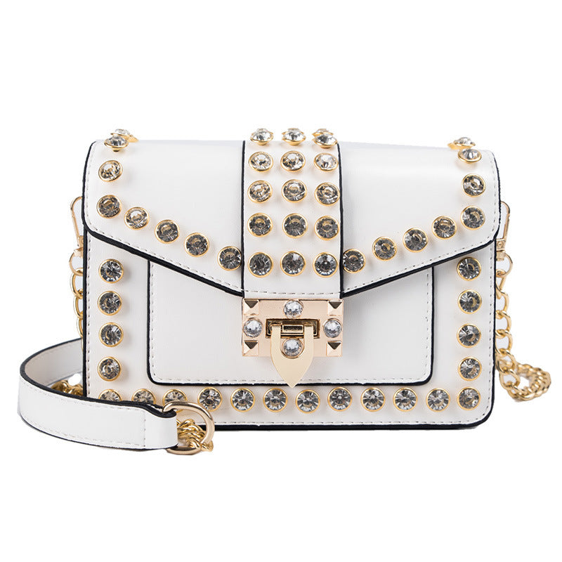 Women's Rhinestone Chain Bag - Rivet Shoulder Handbag for Evening