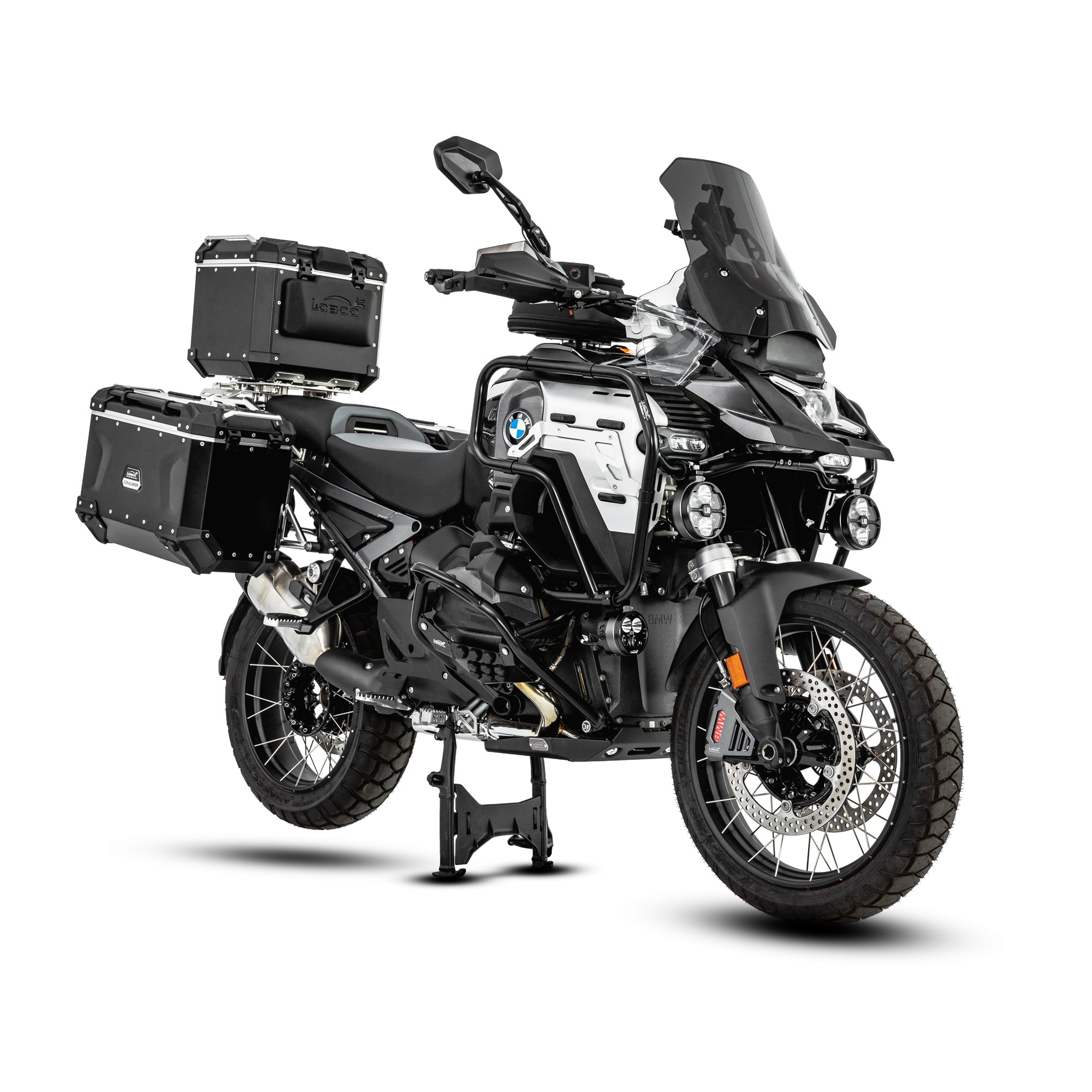 LOBOO Upper Crash Bar for BMW R1300GS Adventure (2024-on) – 304 Stainless Steel, Multi-Point Support, Silver / Black Finish