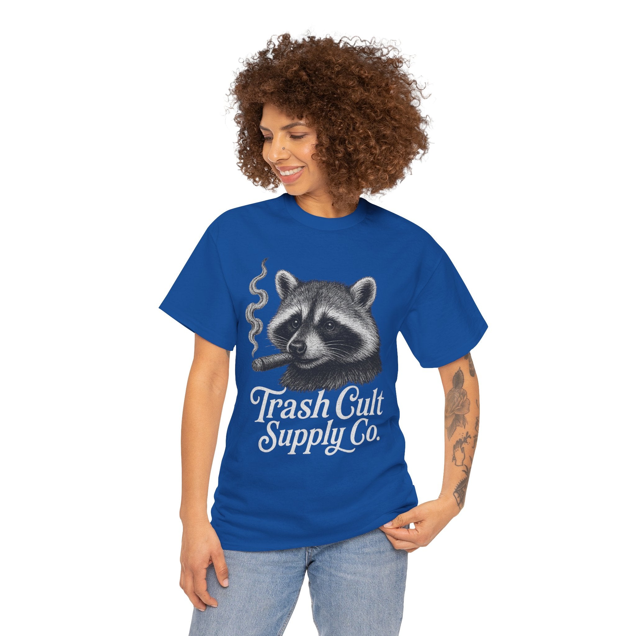 Monochrome Raccoon Cigar Shirt – Trash Cult Supply Co. | Gildan 5000 Tee