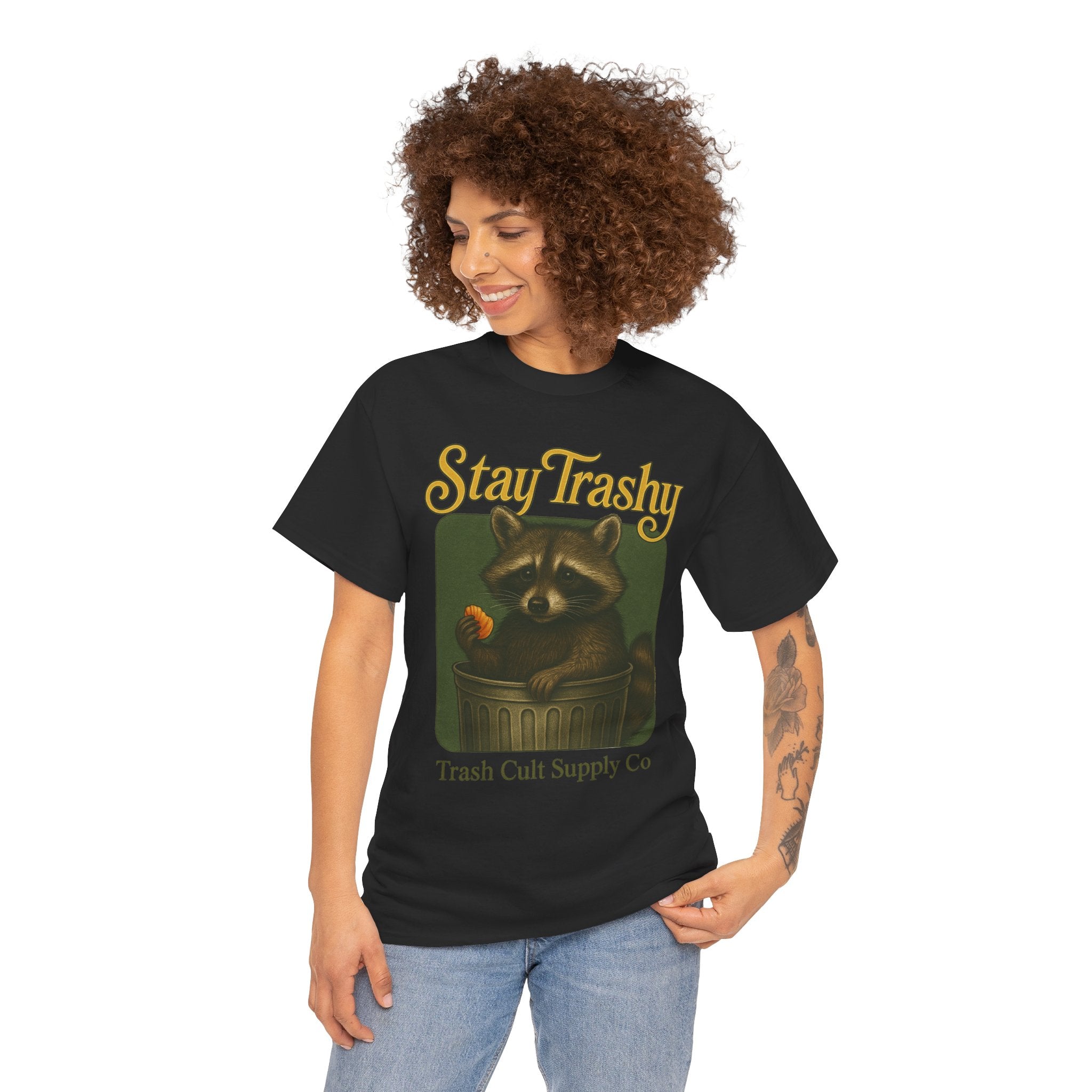 Stay Trashy Raccoon T-Shirt – Vintage-Style Cute Trash Panda | Trash Cult Supply Co | Gildan 5000