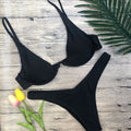 Swimwear Summer Bikini Women Swimsuit Bra and Panties Set Solid Color