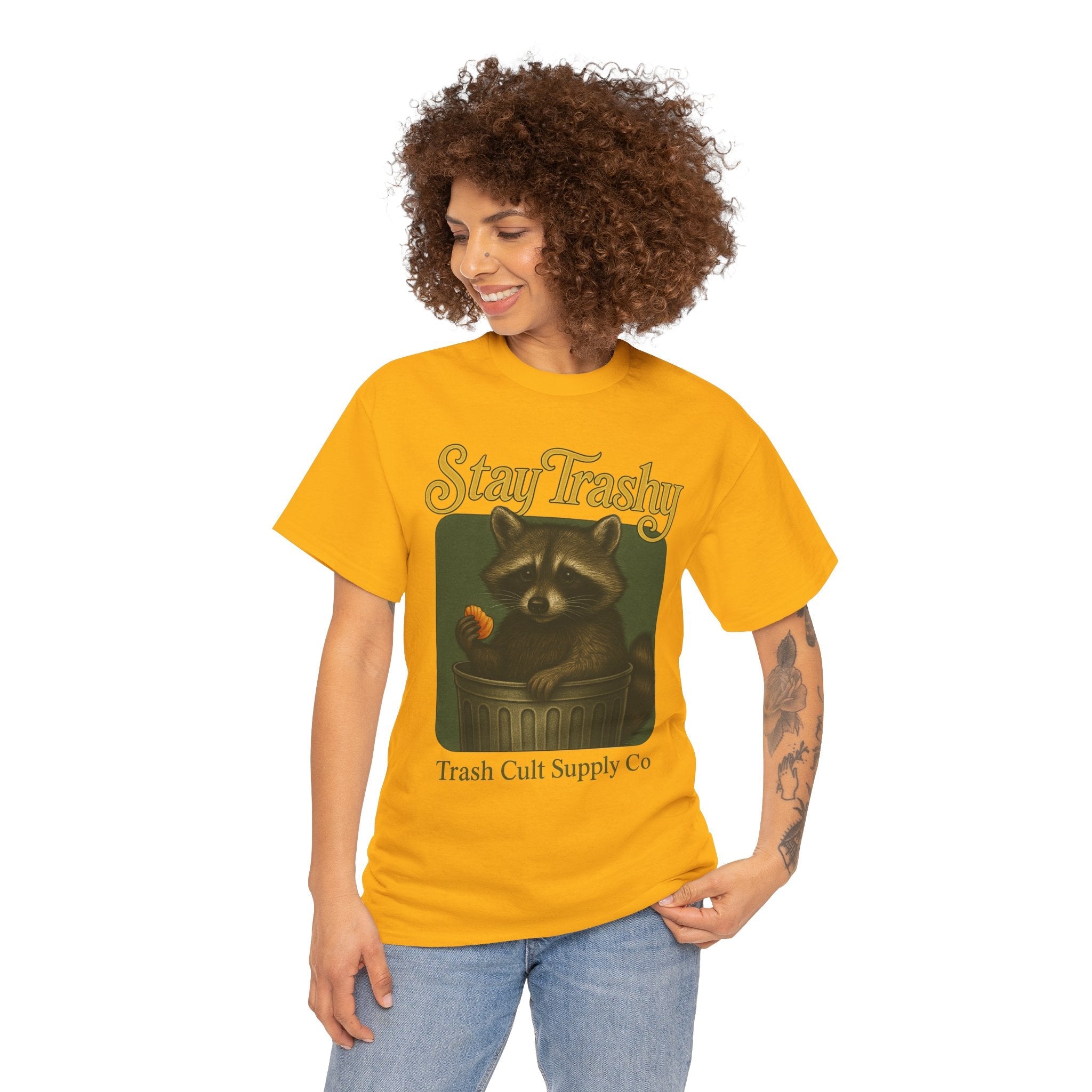 Stay Trashy Raccoon T-Shirt – Vintage-Style Cute Trash Panda | Trash Cult Supply Co | Gildan 5000