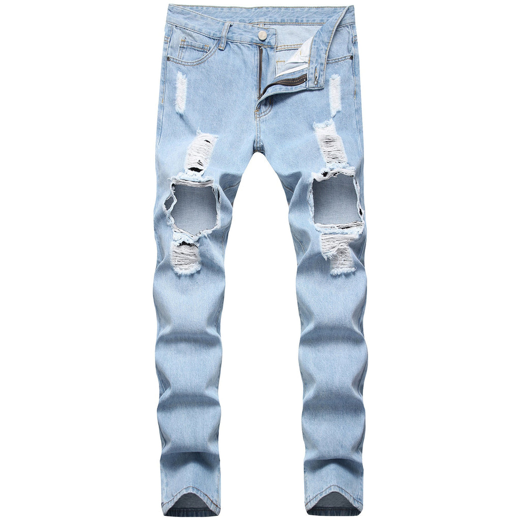 Men's Light Blue Ripped Pants