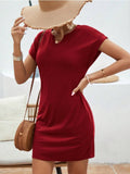 Notched Sleeve Mini Dress