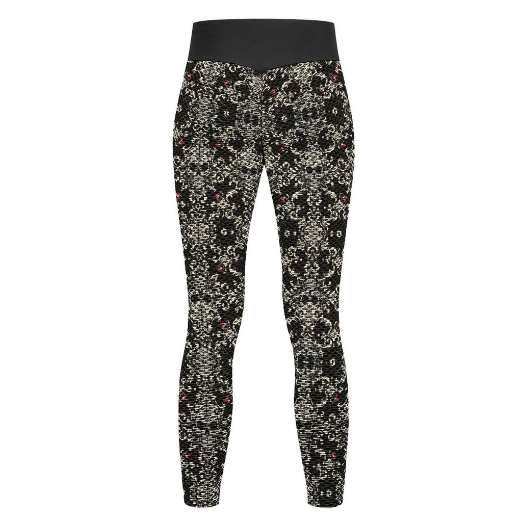 Munsieur Custom Printed Honeycomb Textured Yoga Leggings for Women