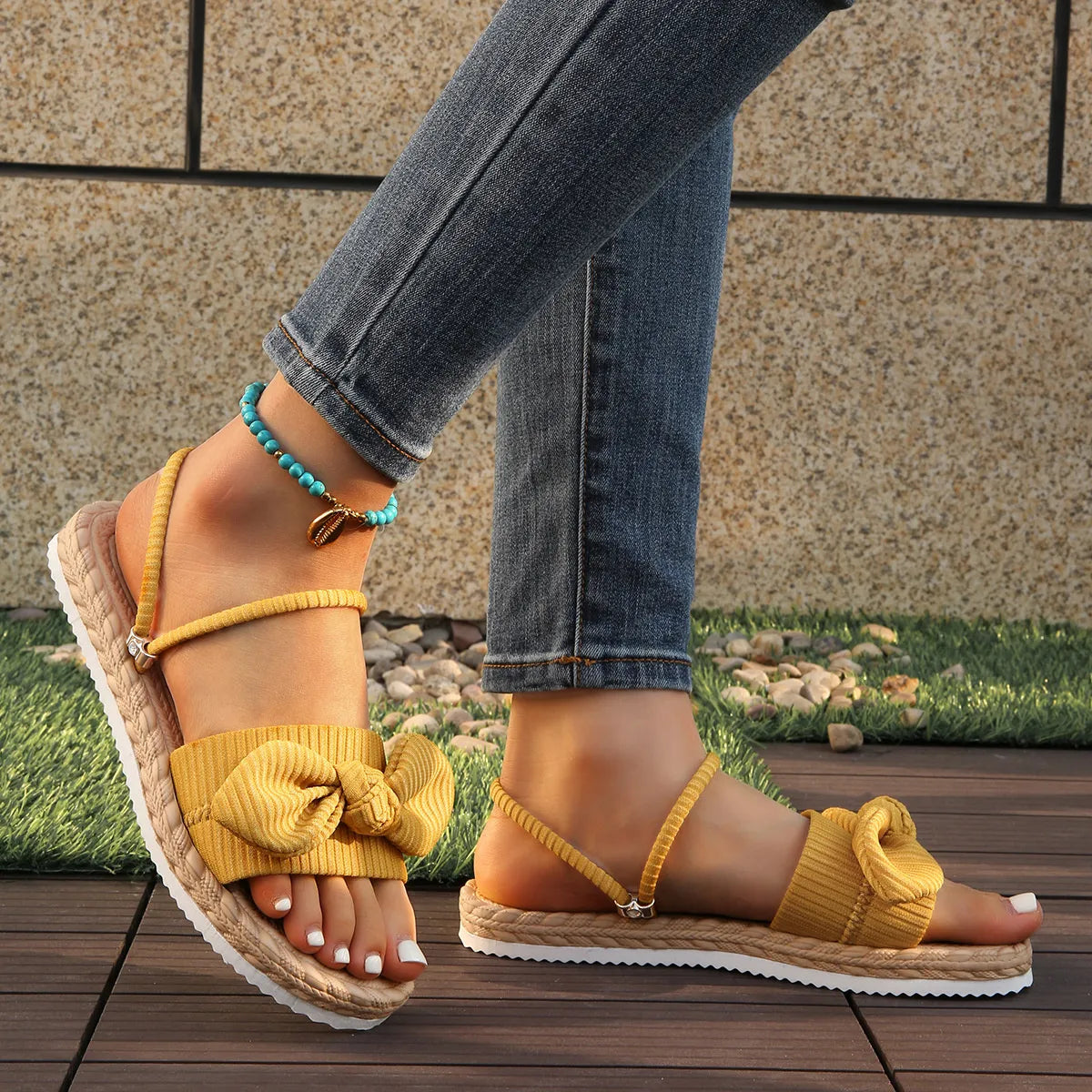 Bow Open Toe Platform Sandals