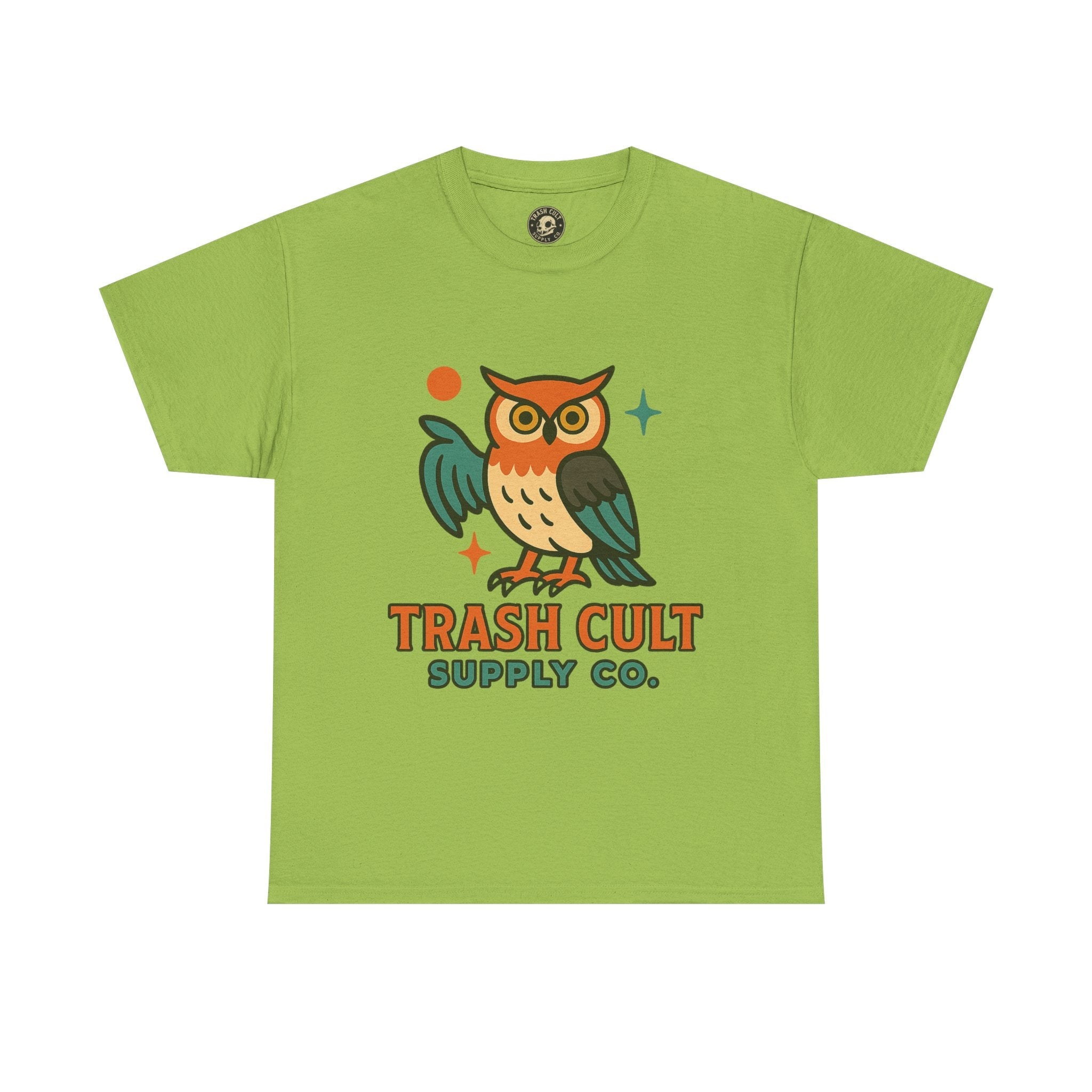 Vintage Owl Graphic Tee, Unisex Heavy Cotton Tee, Trash Cult Shirt, Nature Lover Gift, Eco-Friendly Apparel