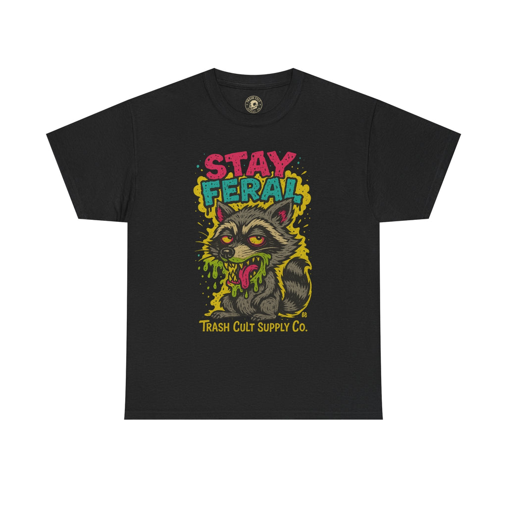 Stay Feral Raccoon Lowbrow Tee – Trash Cult Supply Co. | Gildan 5000